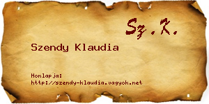 Szendy Klaudia névjegykártya